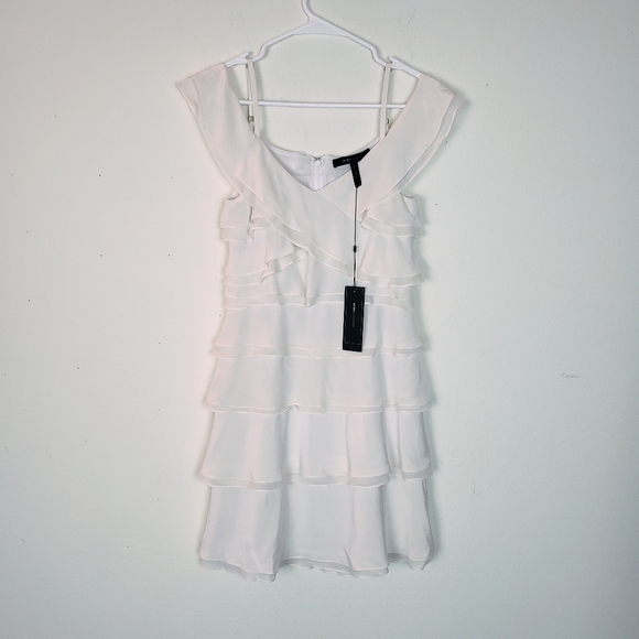 NWT BCBGMaxAzaria Silk Tiered Ruffle Dress size 0 - Picture 2 of 8
